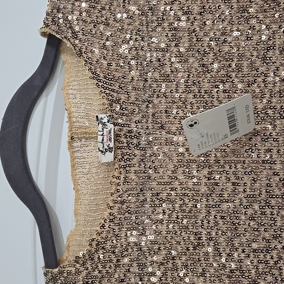 Free People Intimately Gold Rush Long Sleeve Top Blouse Gold Combo XS NWT - Picture 4 of 6